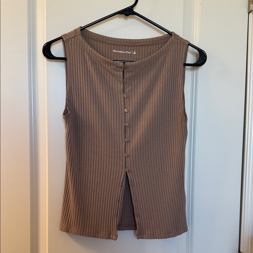 Abercrombie & Fitch Brown Ribbed Sleeveless Top